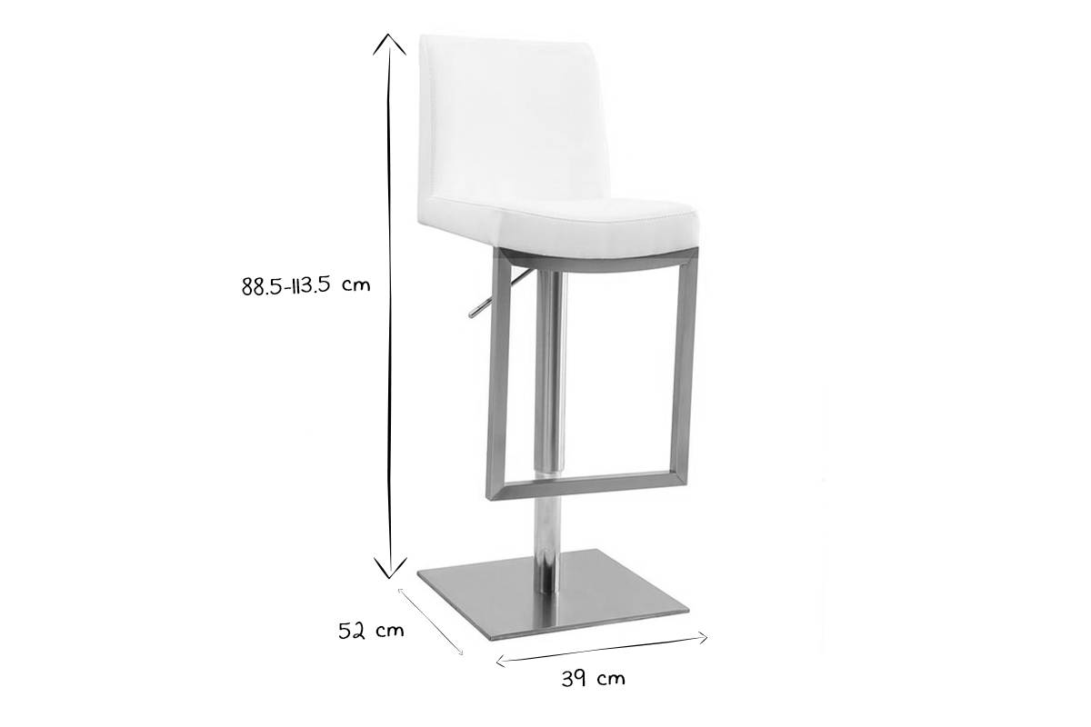 Sgabello da bar design contemporaneo - metallo e PU bianco - KYLE