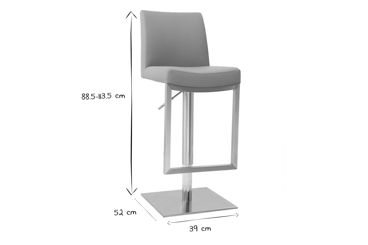 Sgabello da bar design contemporaneo - metallo e PU grigio - KYLE