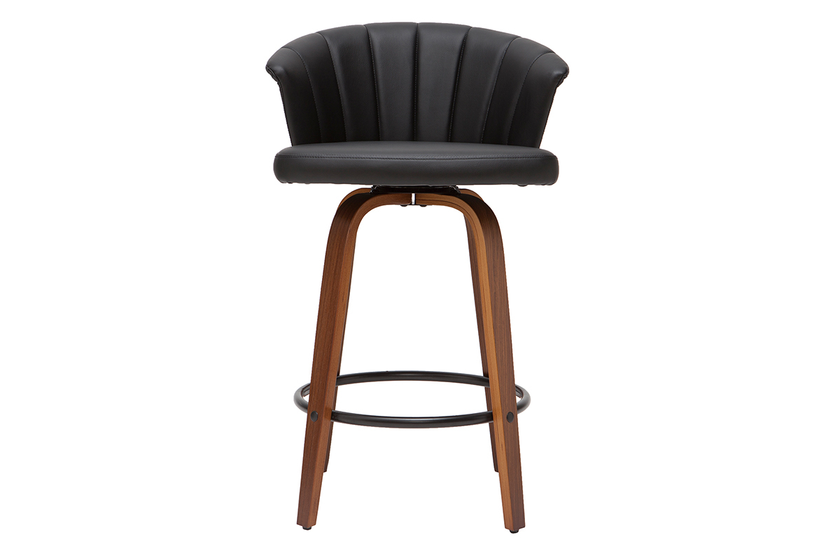 Sgabello da bar design girevole nero e legno scuro H65cm ALBIN