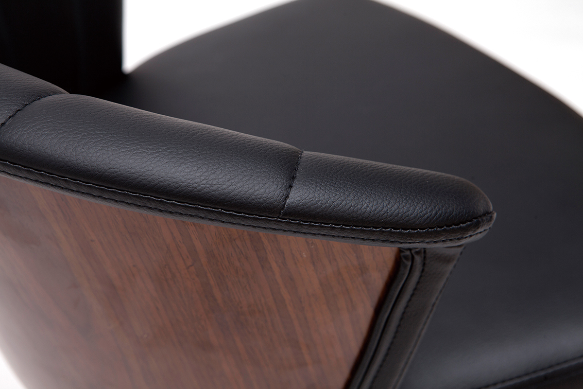 Sgabello da bar design girevole nero e legno scuro H65cm ALBIN