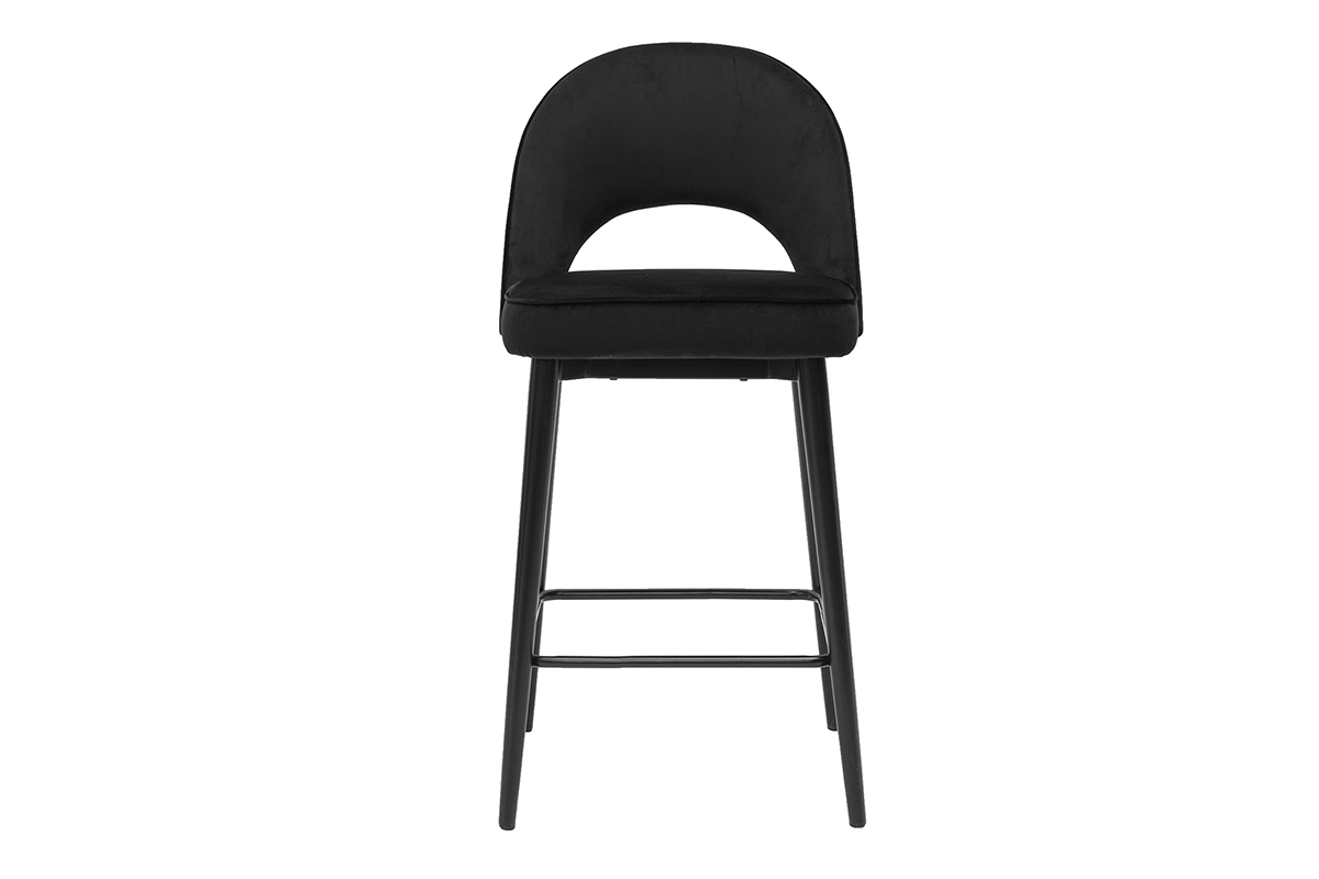 Sgabello da bar design in velluto nero e metallo H69 cm BELLEROSE