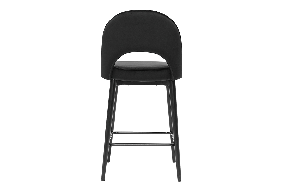 Sgabello da bar design in velluto nero e metallo H69 cm BELLEROSE