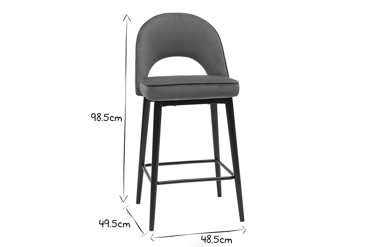 Sgabello da bar design in velluto terracotta e metallo H69 cm BELLEROSE