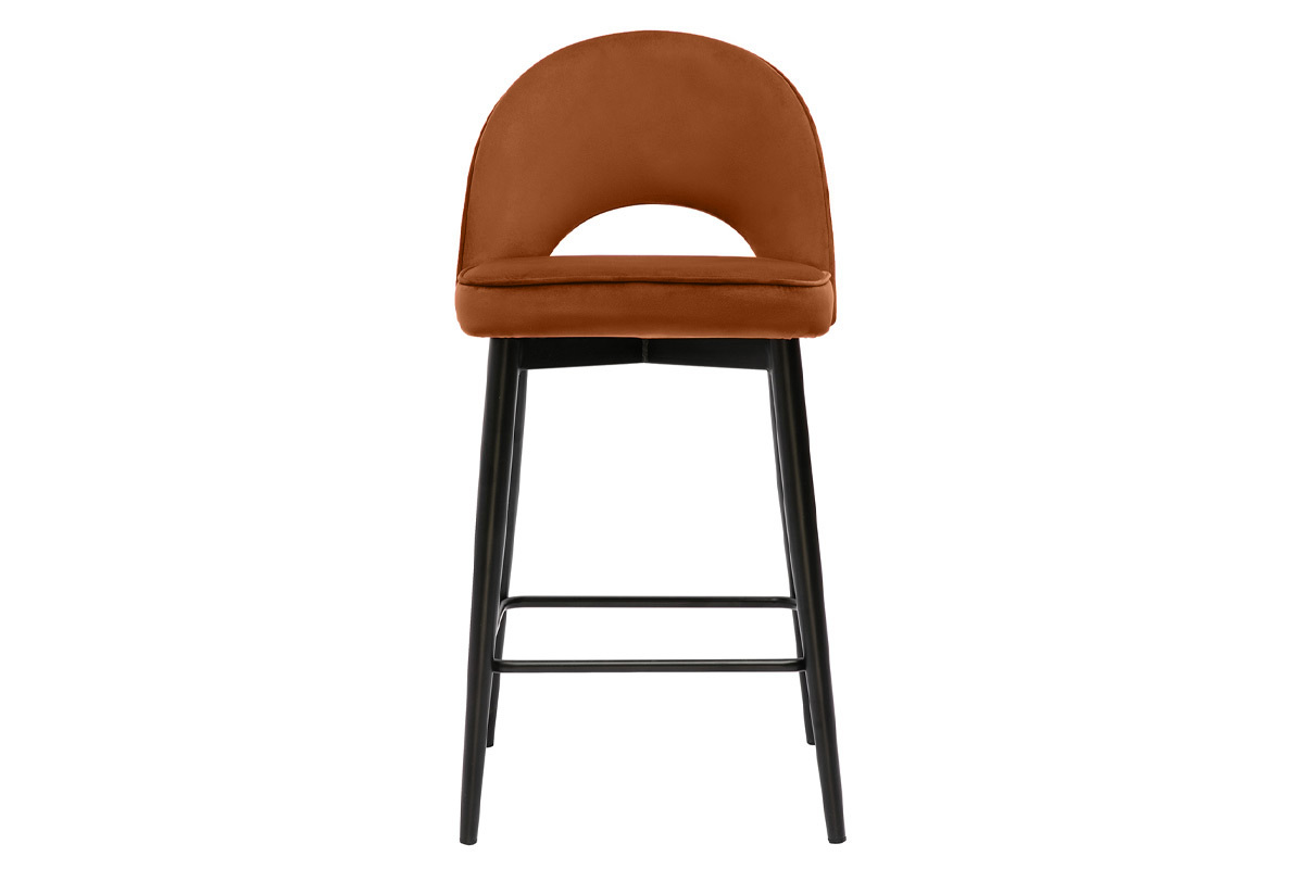 Sgabello da bar design in velluto terracotta e metallo H69 cm BELLEROSE