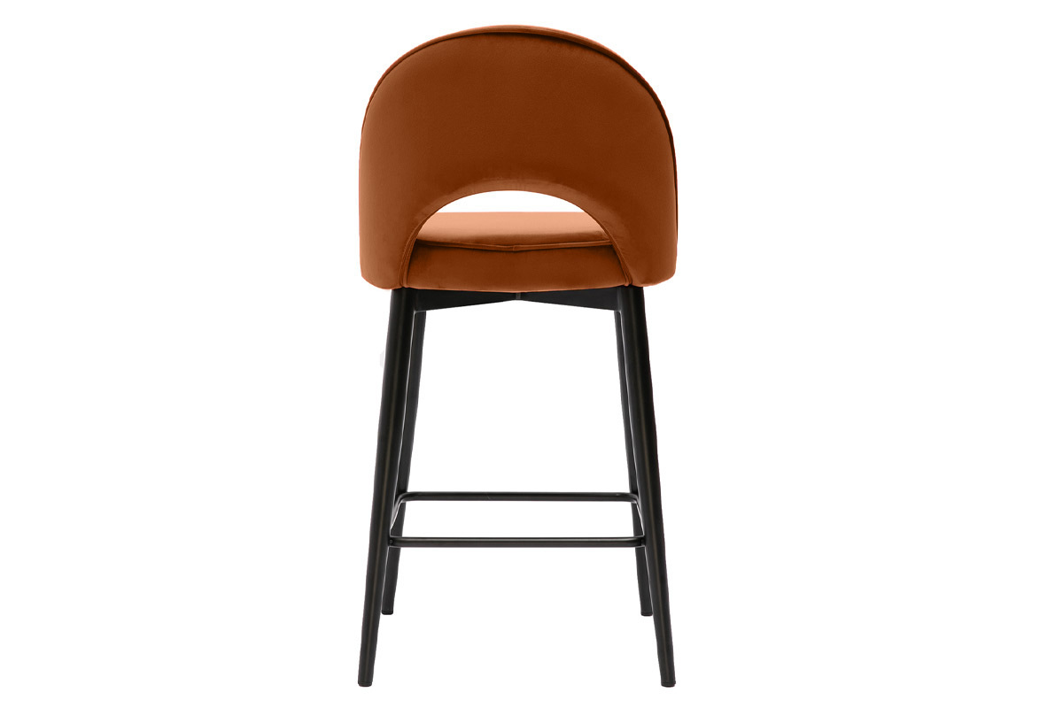 Sgabello da bar design in velluto terracotta e metallo H69 cm BELLEROSE