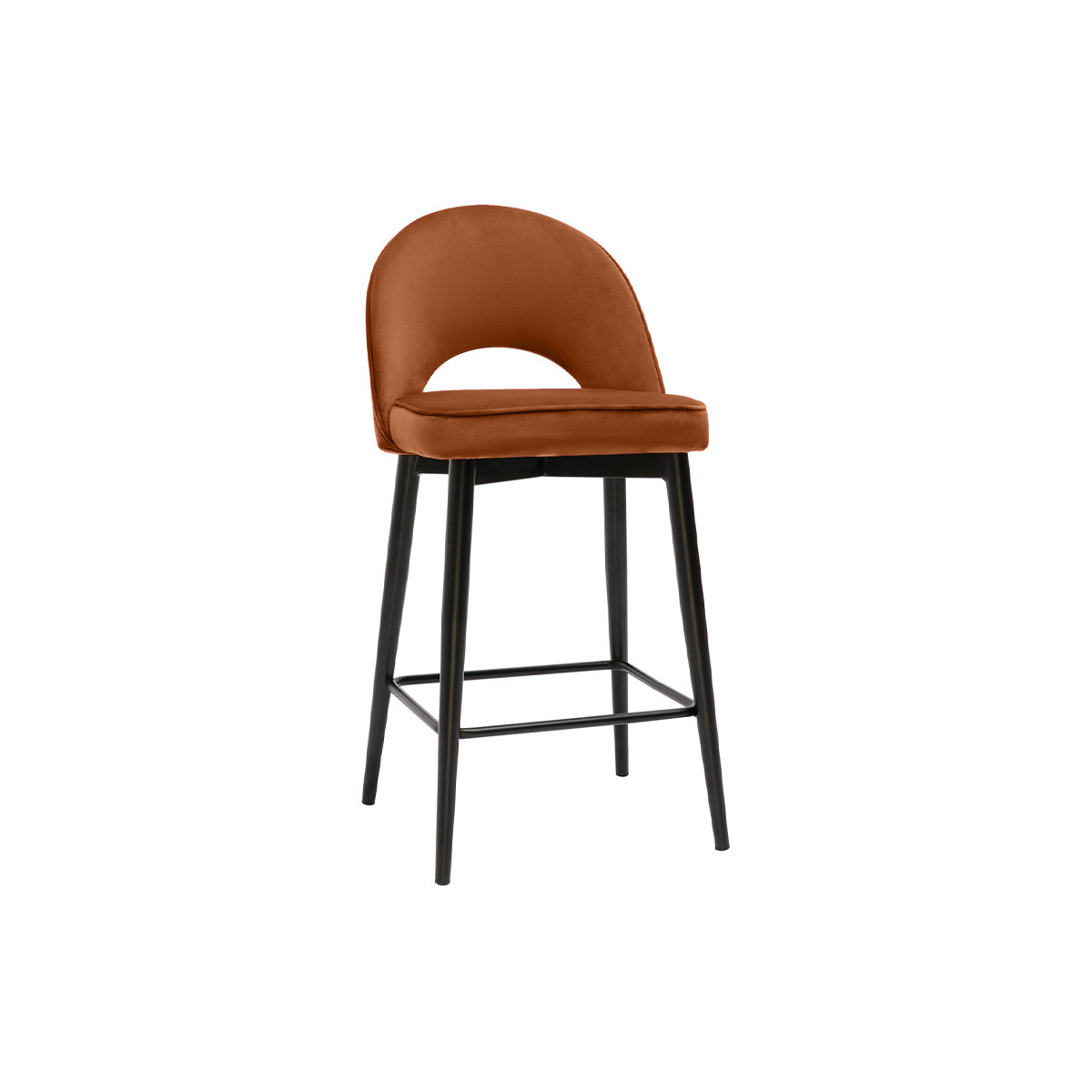 Sgabello da bar design in velluto terracotta e metallo H69 cm BELLEROSE