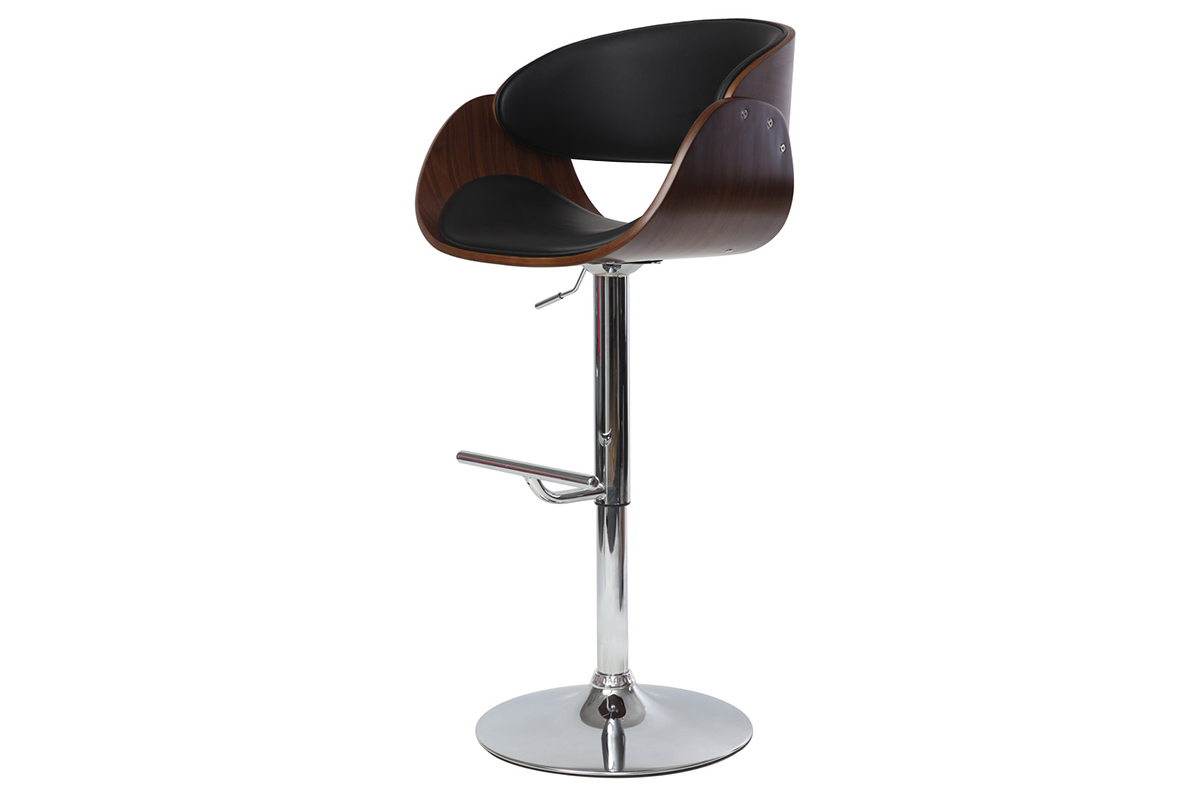 Sgabello da bar design nero e legno BENT