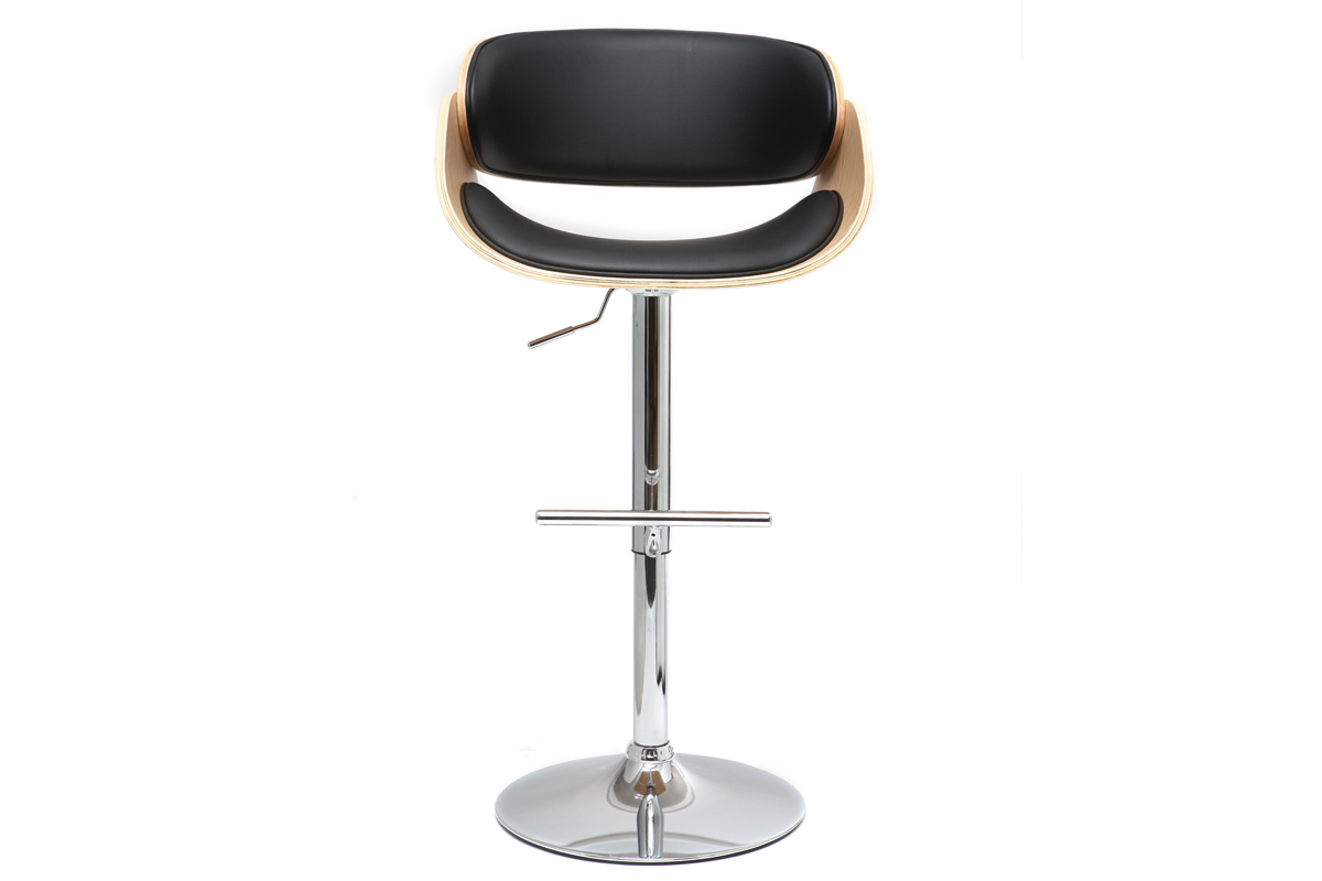 Sgabello da bar design nero e legno chiaro BENT