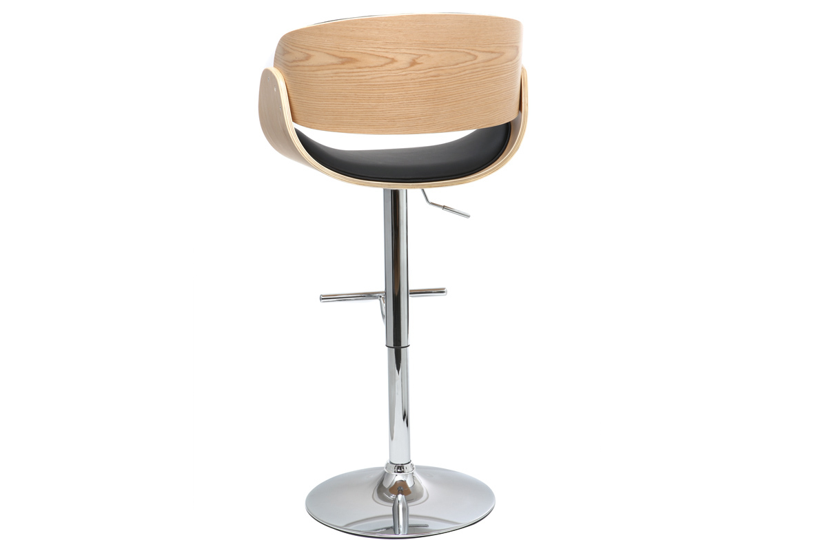 Sgabello da bar design nero e legno chiaro BENT