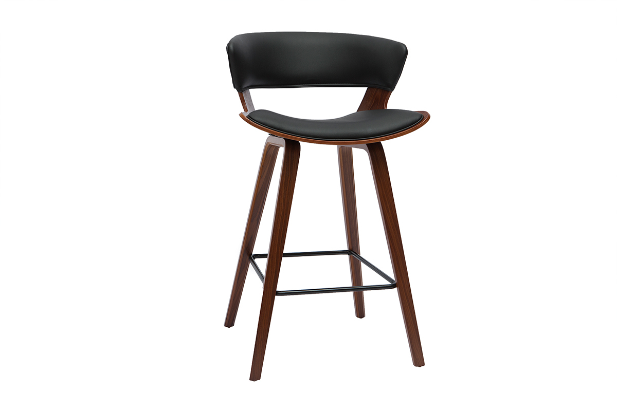 Sgabello da bar design nero e legno scuro H65 cm SYRAH