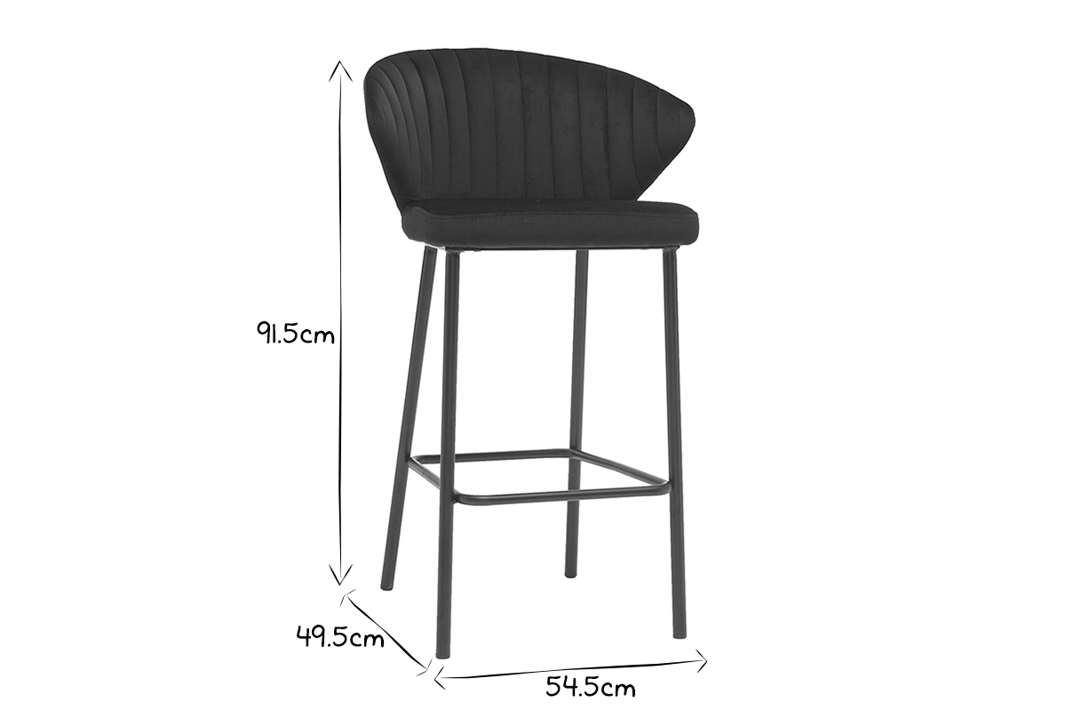 Sgabello da bar design velluto nero 68 cm DALLY