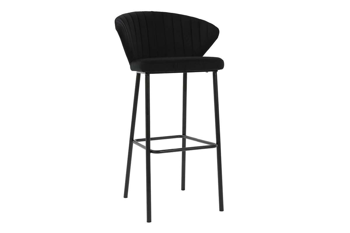 Sgabello da bar design velluto nero 78 cm DALLY