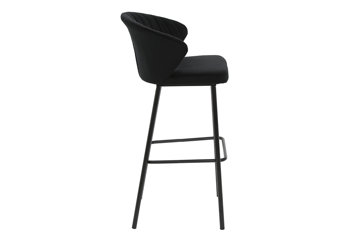 Sgabello da bar design velluto nero 78 cm DALLY