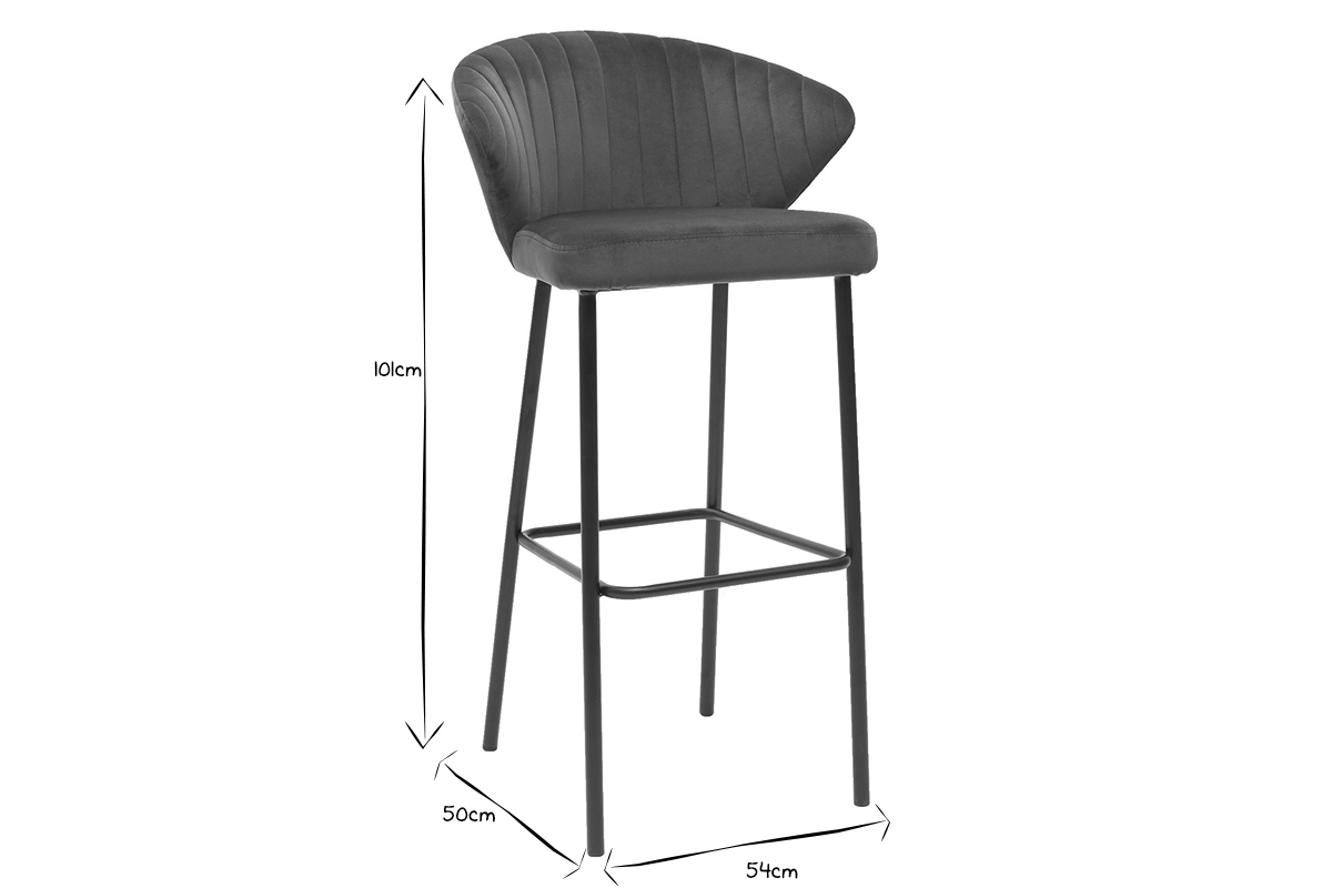 Sgabello da bar design velluto nero 78 cm DALLY