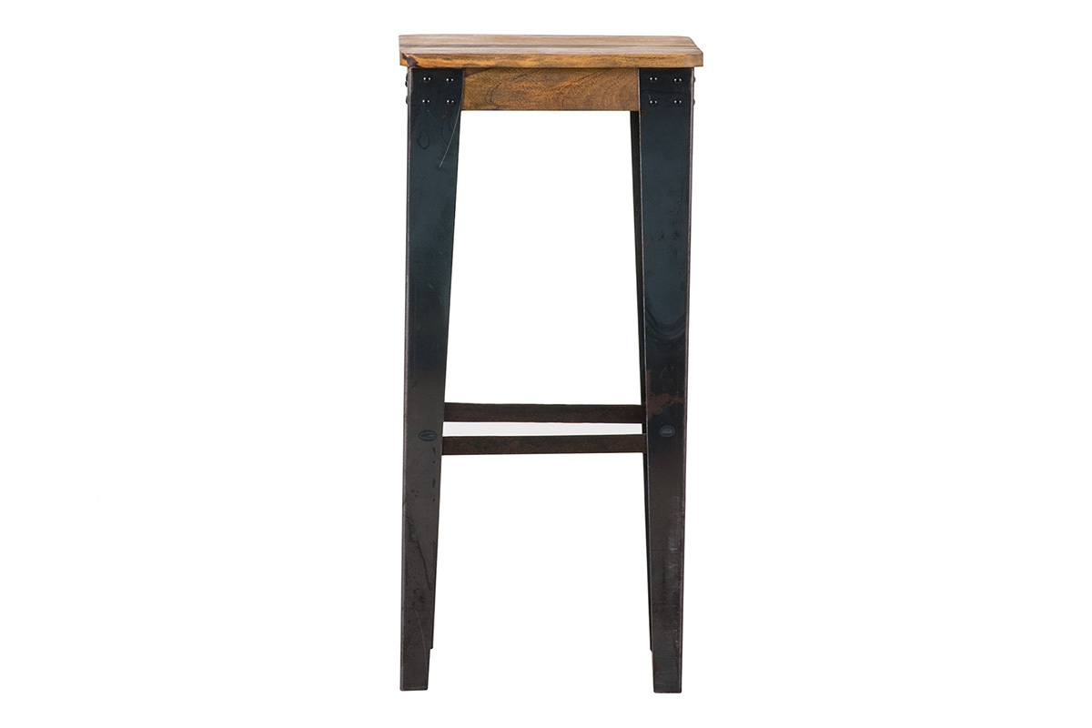 Sgabello da bar industriale in acciaio e legno 75 cm MADISON