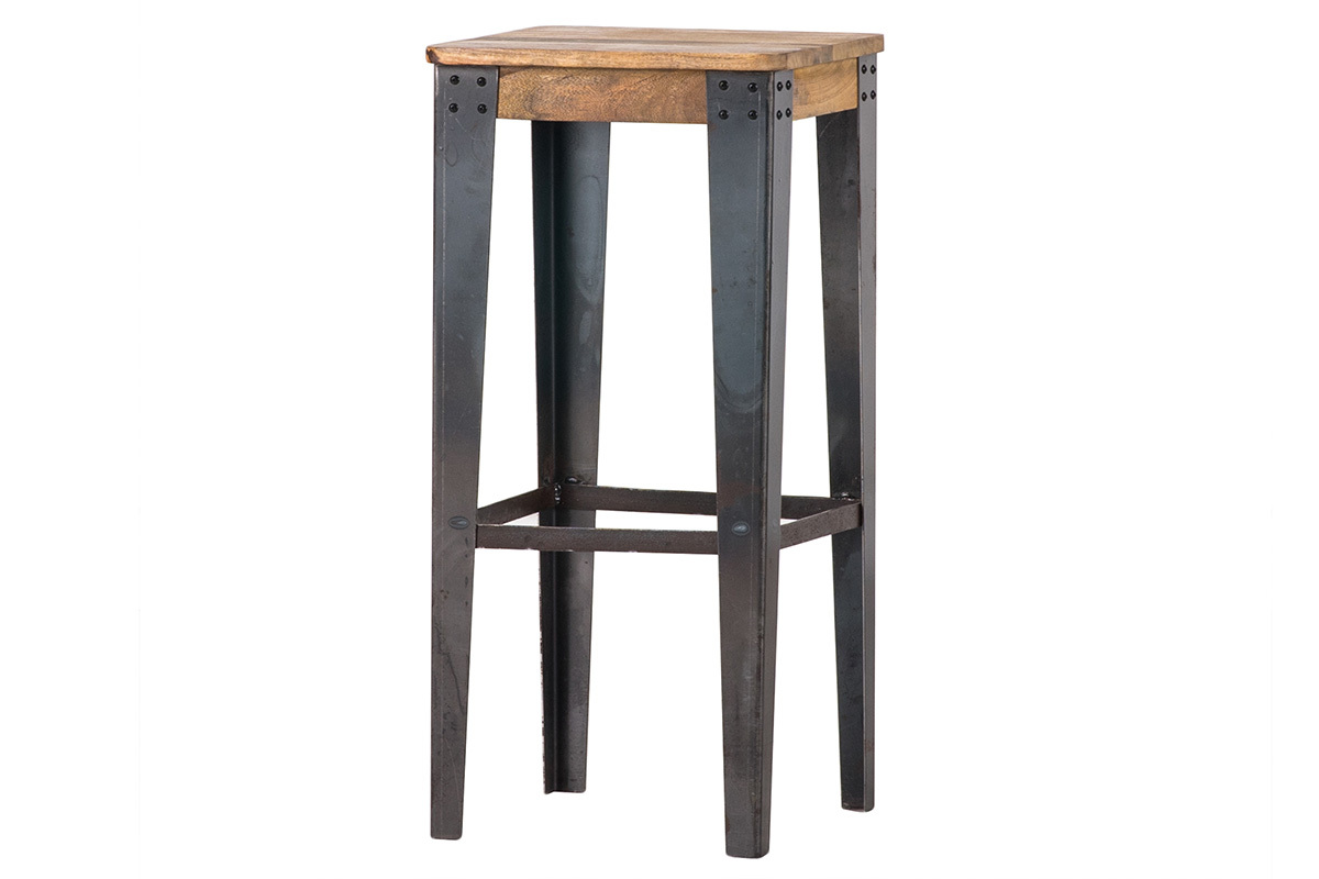 Sgabello da bar industriale in acciaio e legno 75 cm MADISON