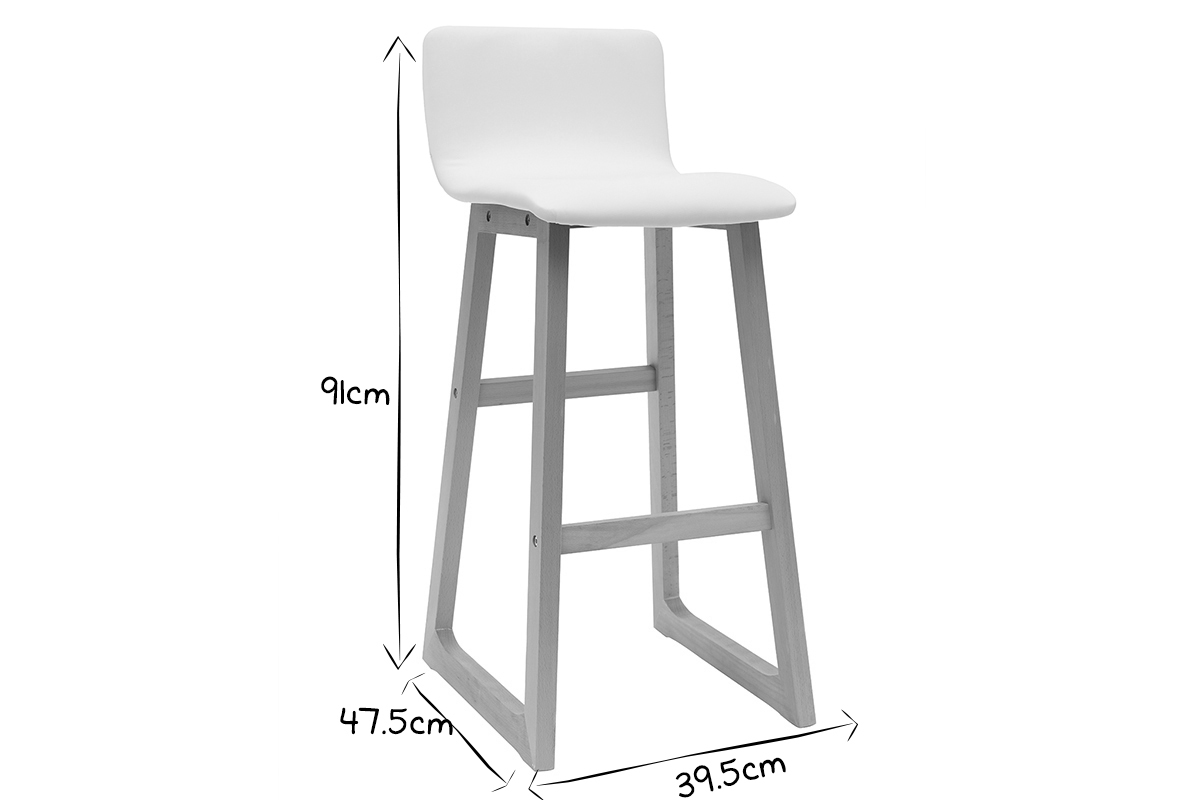 Sgabello da bar legno chiaro e PU bianco 72cm gruppo di 2 OSAKA