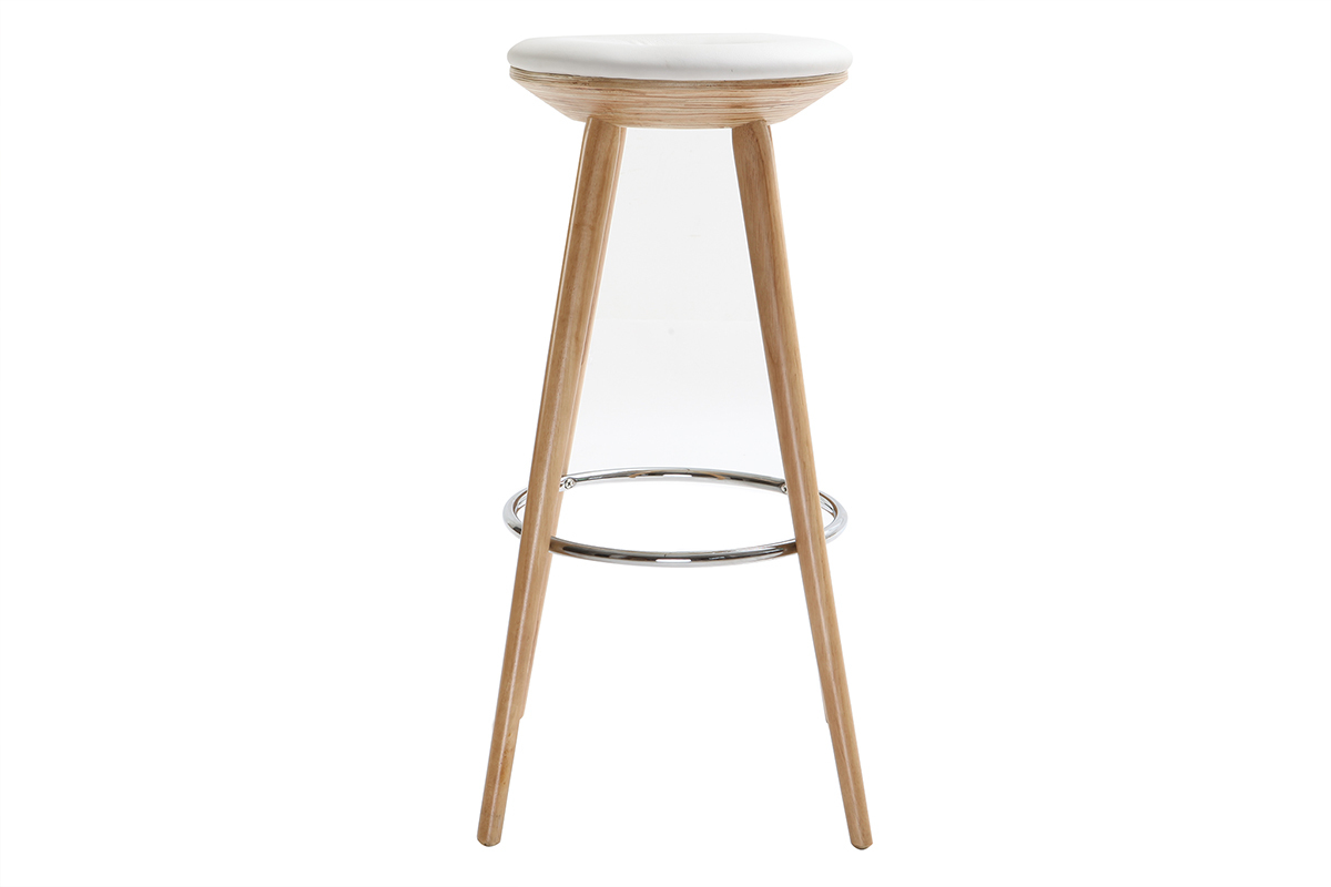 Sgabello da bar stile scandinavo bianco gambe legno chiaro 79cm NORDECO