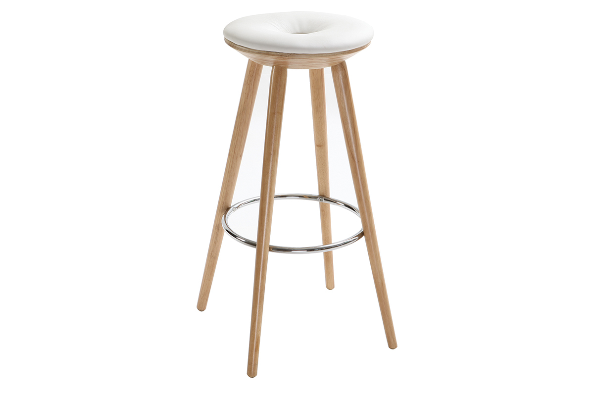 Sgabello da bar stile scandinavo bianco gambe legno chiaro 79cm NORDECO