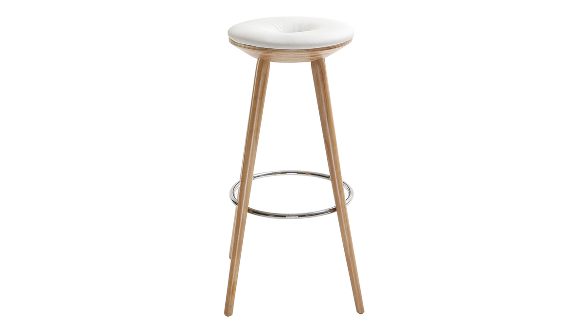 Sgabello da bar stile scandinavo bianco gambe legno chiaro 79cm NORDECO