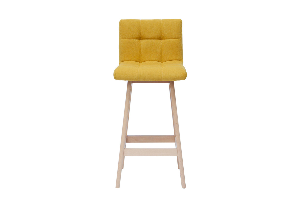 Sgabello da bar tessuto effetto velluto giallo senape 65cm set di 2 KLARIS