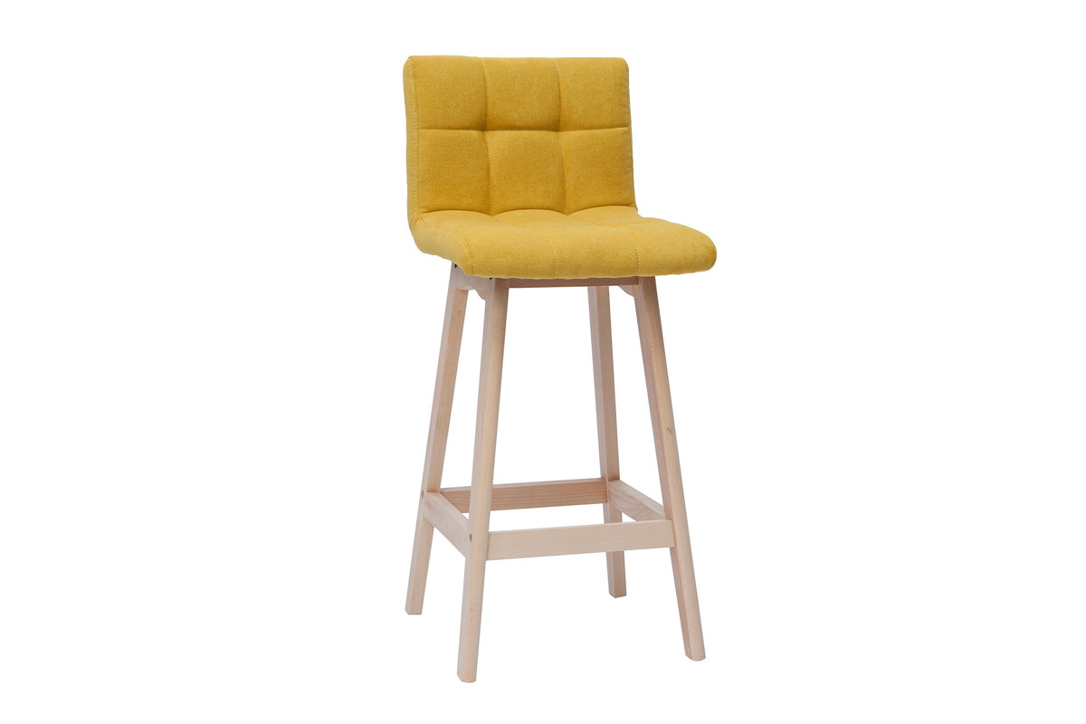 Sgabello da bar tessuto effetto velluto giallo senape 65cm set di 2 KLARIS