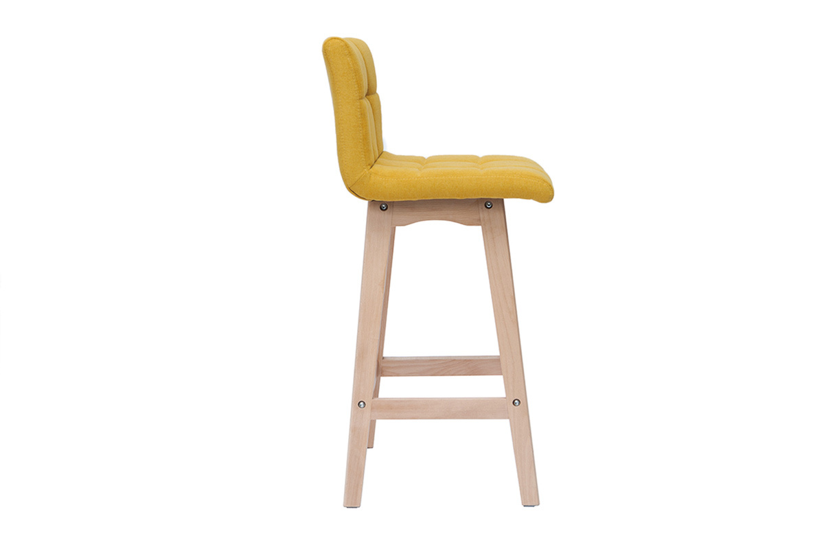 Sgabello da bar tessuto effetto velluto giallo senape 65cm set di 2 KLARIS