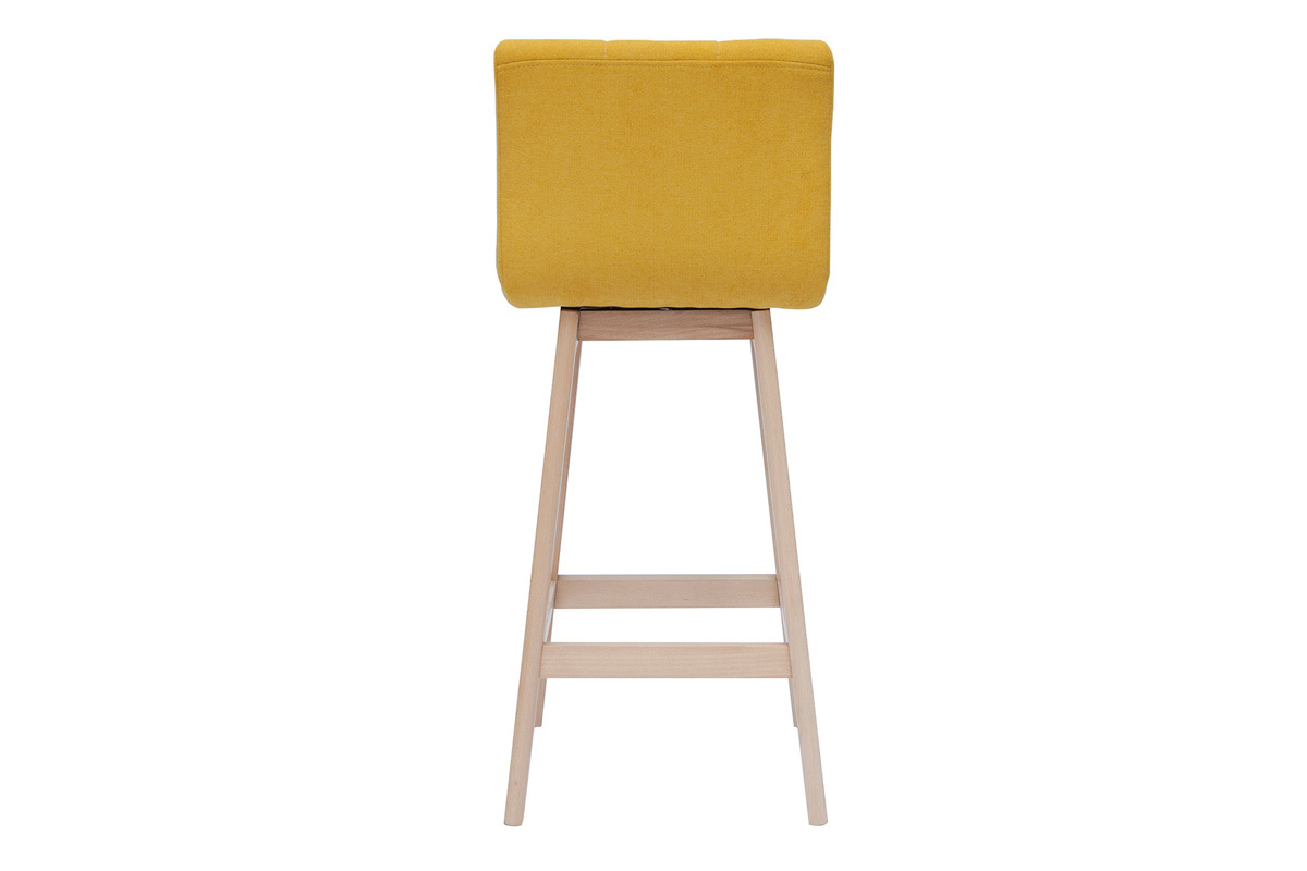 Sgabello da bar tessuto effetto velluto giallo senape 65cm set di 2 KLARIS