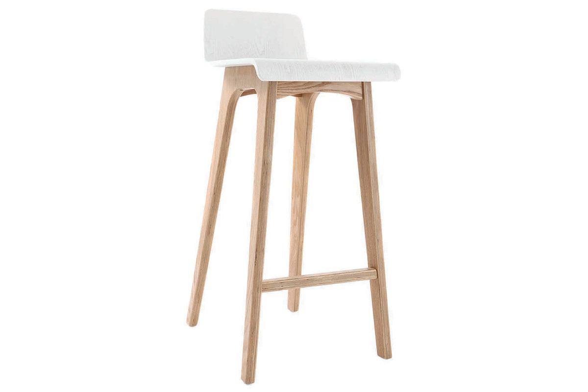 Sgabello / sedia da bar design legno naturale e bianco scandinavo 75 cm BALTIK