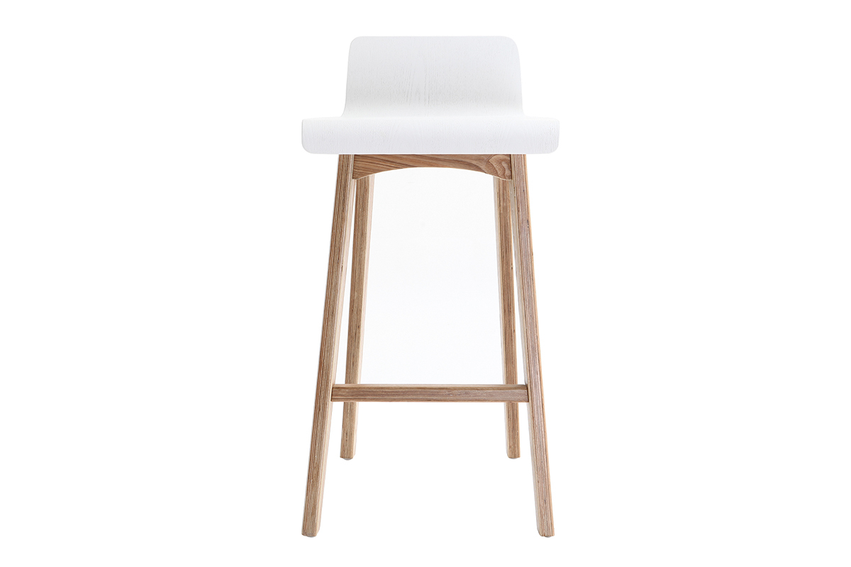 Sgabello / Sedia da bar scandinavo 65cm bianco gambe in legno BALTIK