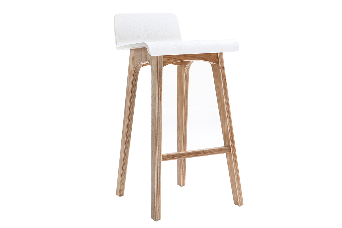 Sgabello / Sedia da bar scandinavo 65cm bianco gambe in legno BALTIK