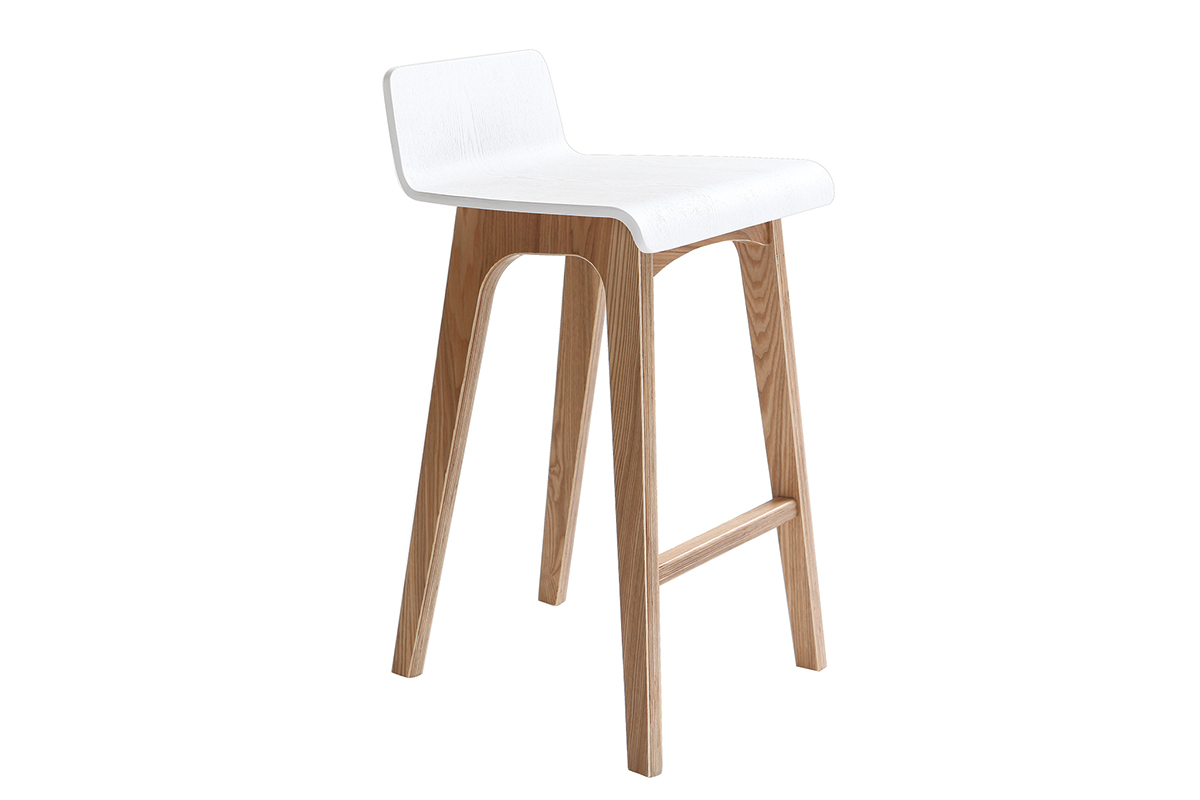 Sgabello / Sedia da bar scandinavo 65cm bianco gambe in legno BALTIK