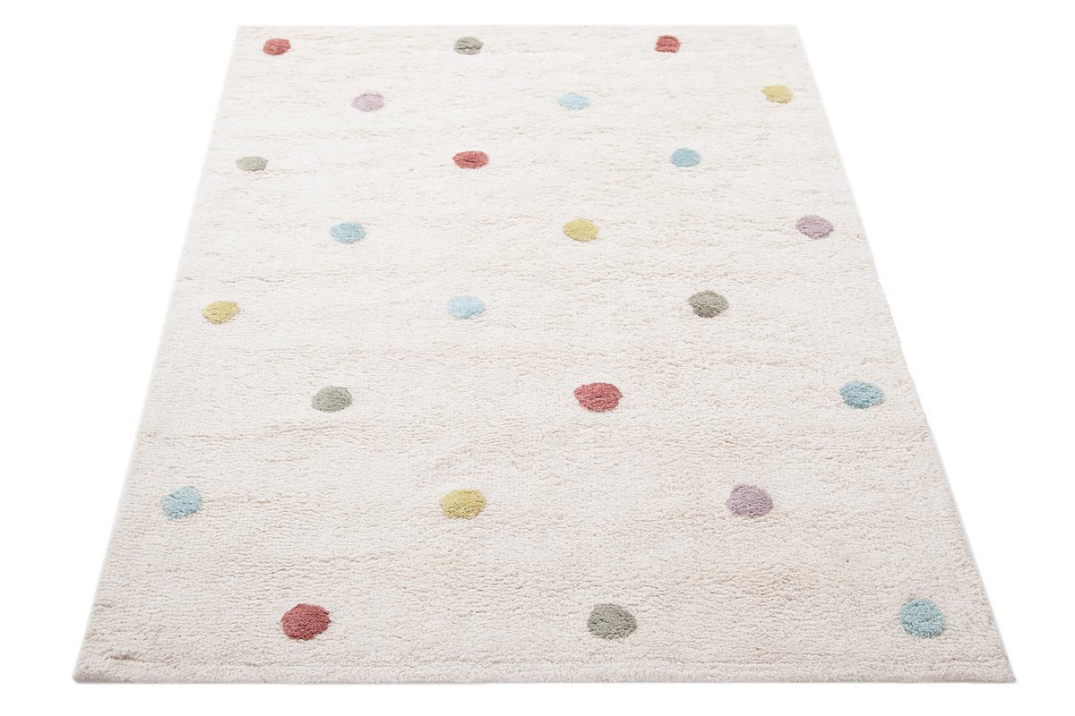 Tappeto bambino in cotone beige motivo poid multicolore 100 x 150 cm DADA