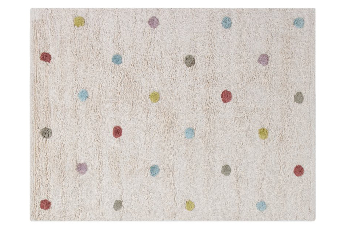 Tappeto bambino in cotone beige motivo poid multicolore 100 x 150 cm DADA