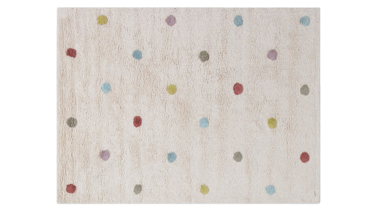 Tappeto bambino in cotone beige motivo poid multicolore 100 x 150 cm DADA