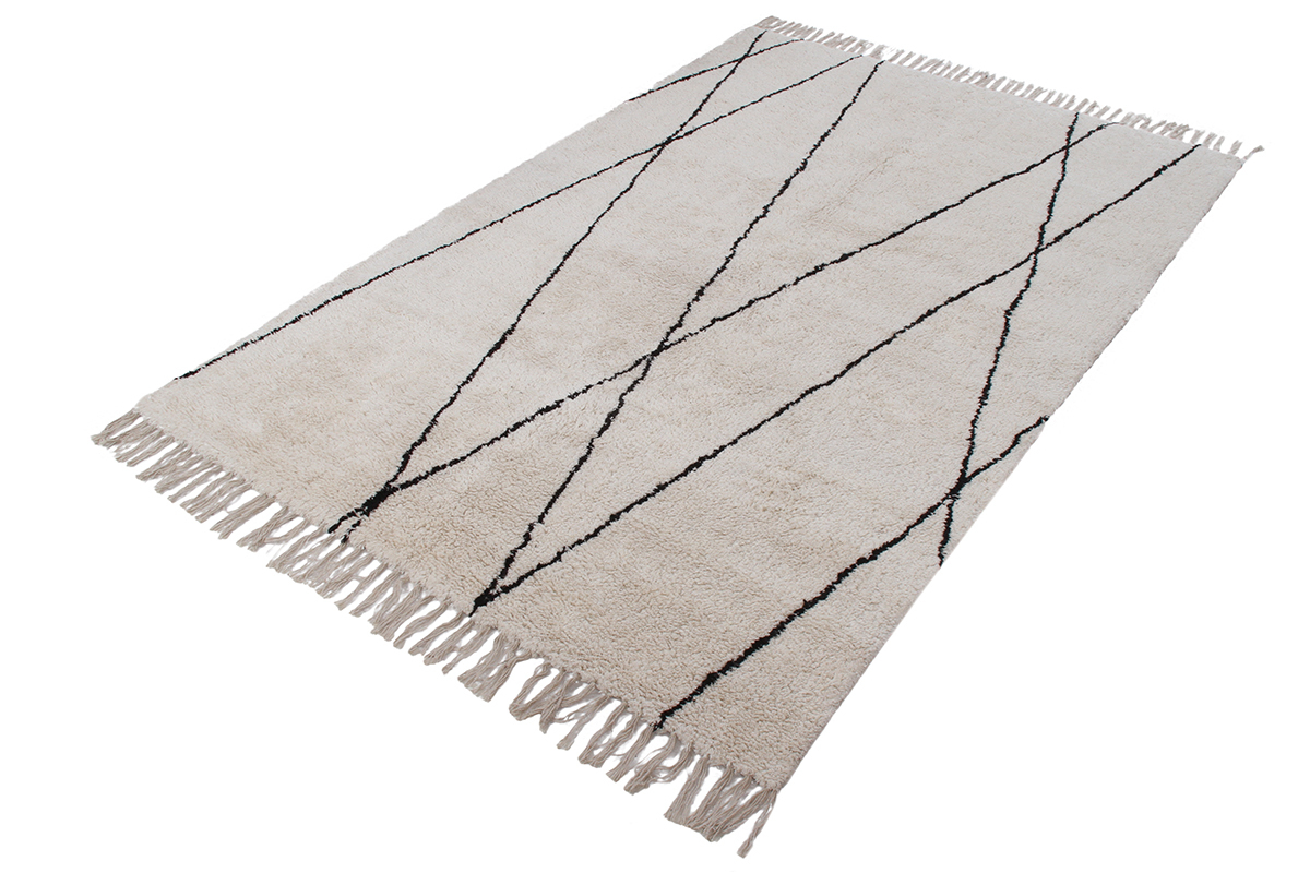 Tappeto berbero a frange in cotone cru 160 x 230 cm HODNA