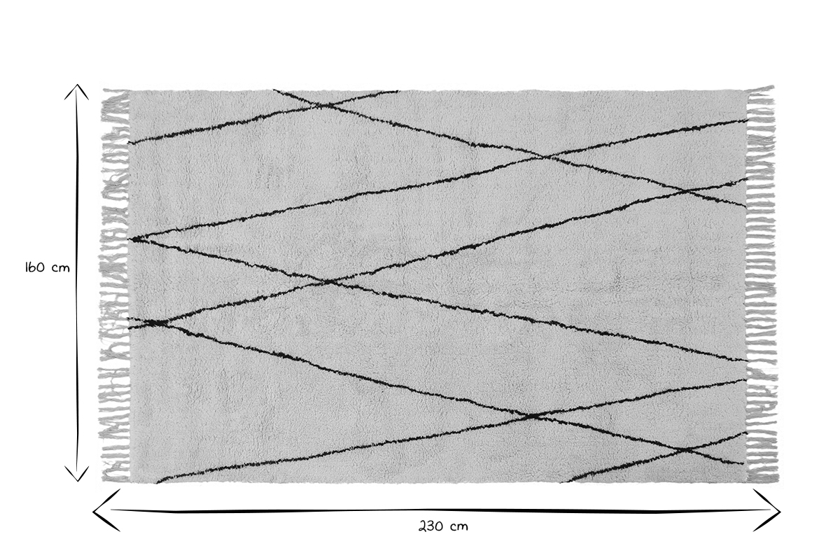 Tappeto berbero a frange in cotone cru 160 x 230 cm HODNA