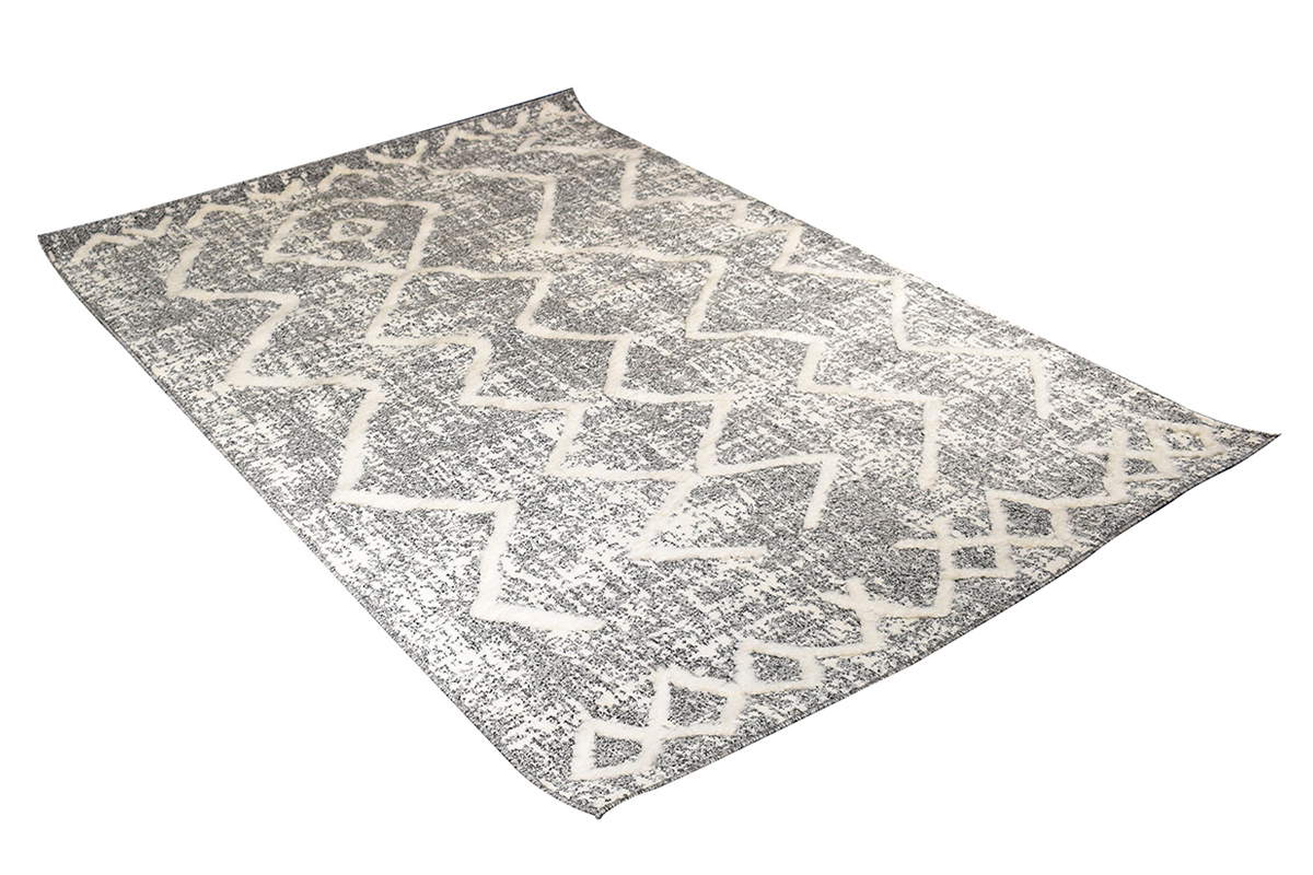 Tappeto berbero con motivi a rilievo grigio e beige 160 x 230 cm PALEO