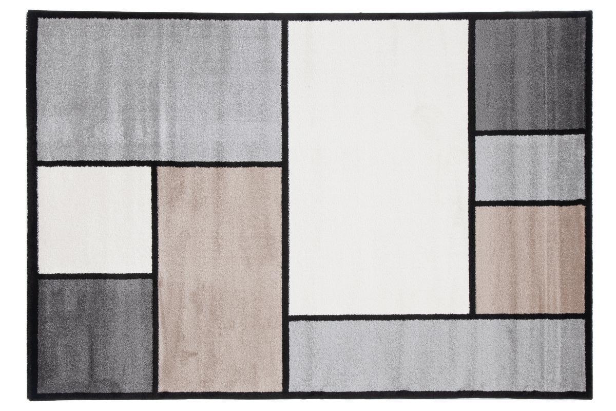 Tappeto con disegno bianco, beige e grigio 160 x 230 cm - CUBIK