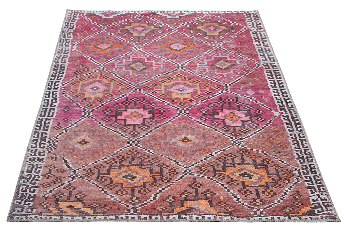 Tappeto etnico rosa a motivi L160 x L230 cm ALEV