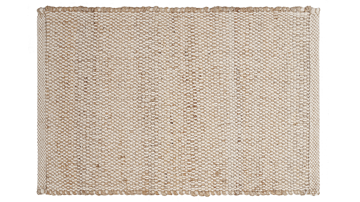 Tappeto rettangolare beige in juta e cotone intrecciati L140 x L200 EFFIA