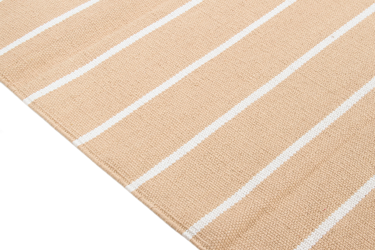 Tappeto rettangolare rigato beige e bianco 60 x 180 cm LANZA