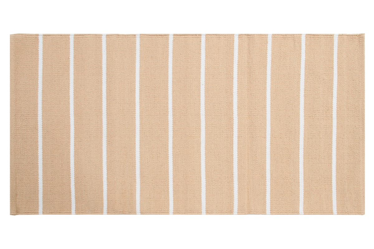 Tappeto rettangolare rigato beige e bianco 60 x 180 cm LANZA