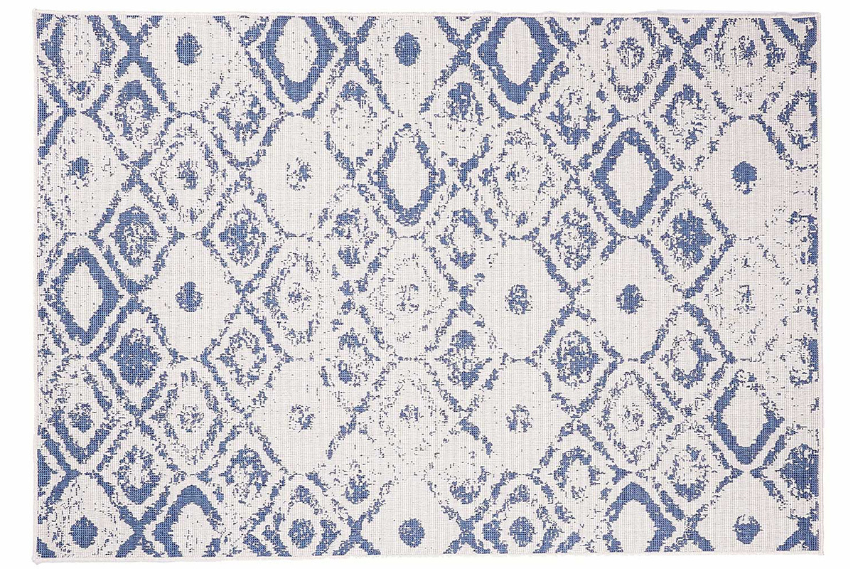 Tappeto reversibile interno esterno a motivi blu 160 x 230 cm BELIZ