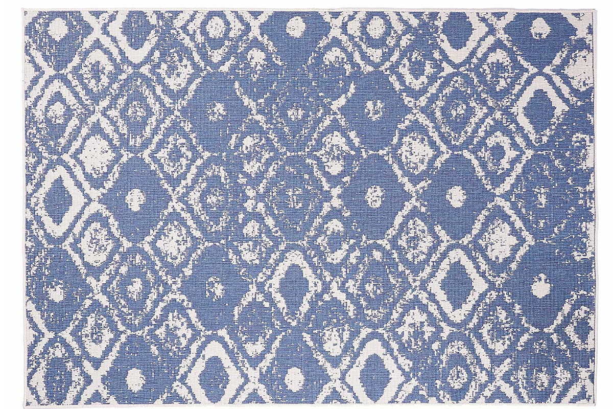 Tappeto reversibile interno esterno a motivi blu 160 x 230 cm BELIZ