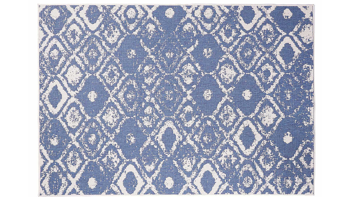 Tappeto reversibile interno esterno a motivi blu 160 x 230 cm BELIZ