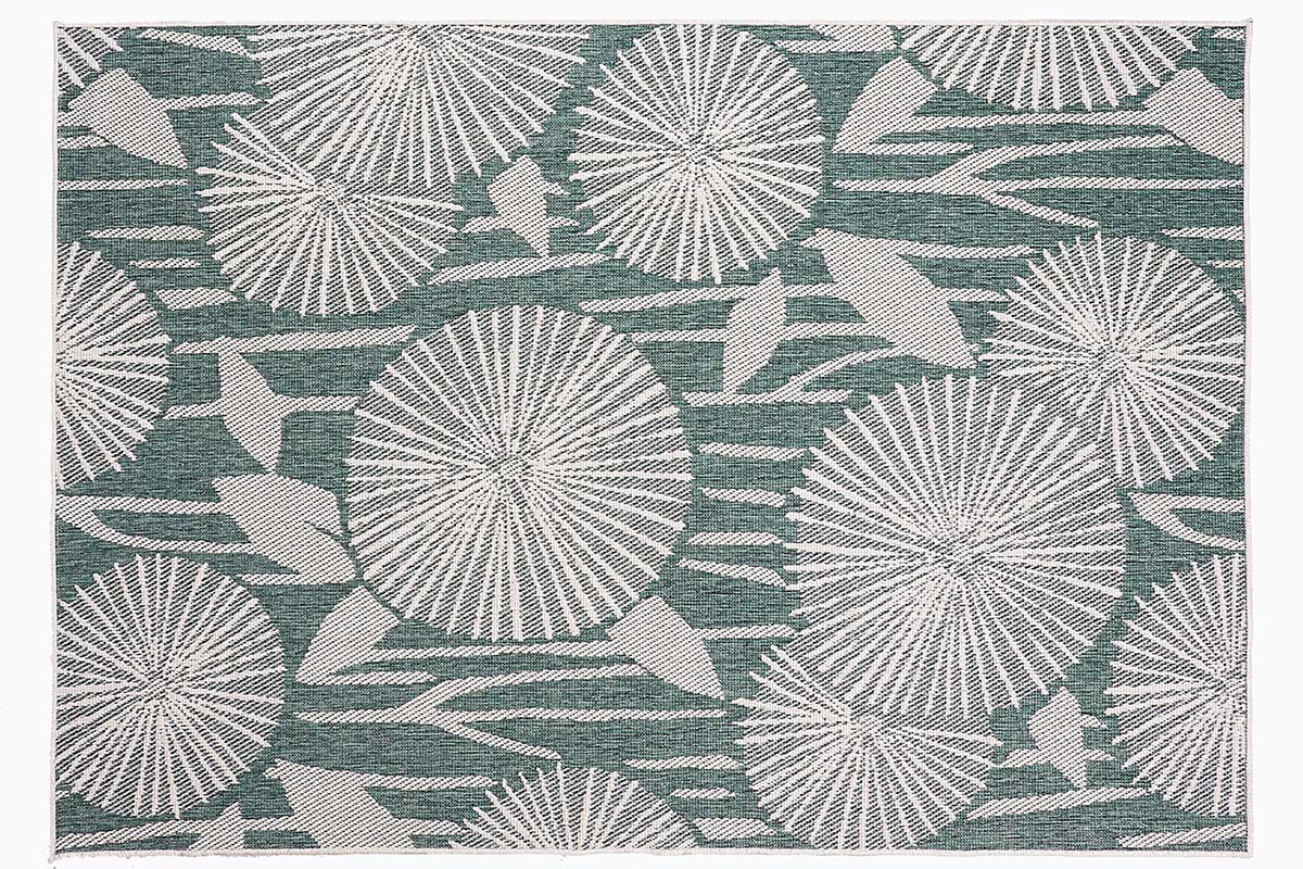 Tappeto reversibile interno esterno motivo floreale verde 160 x 230 cm KONKA