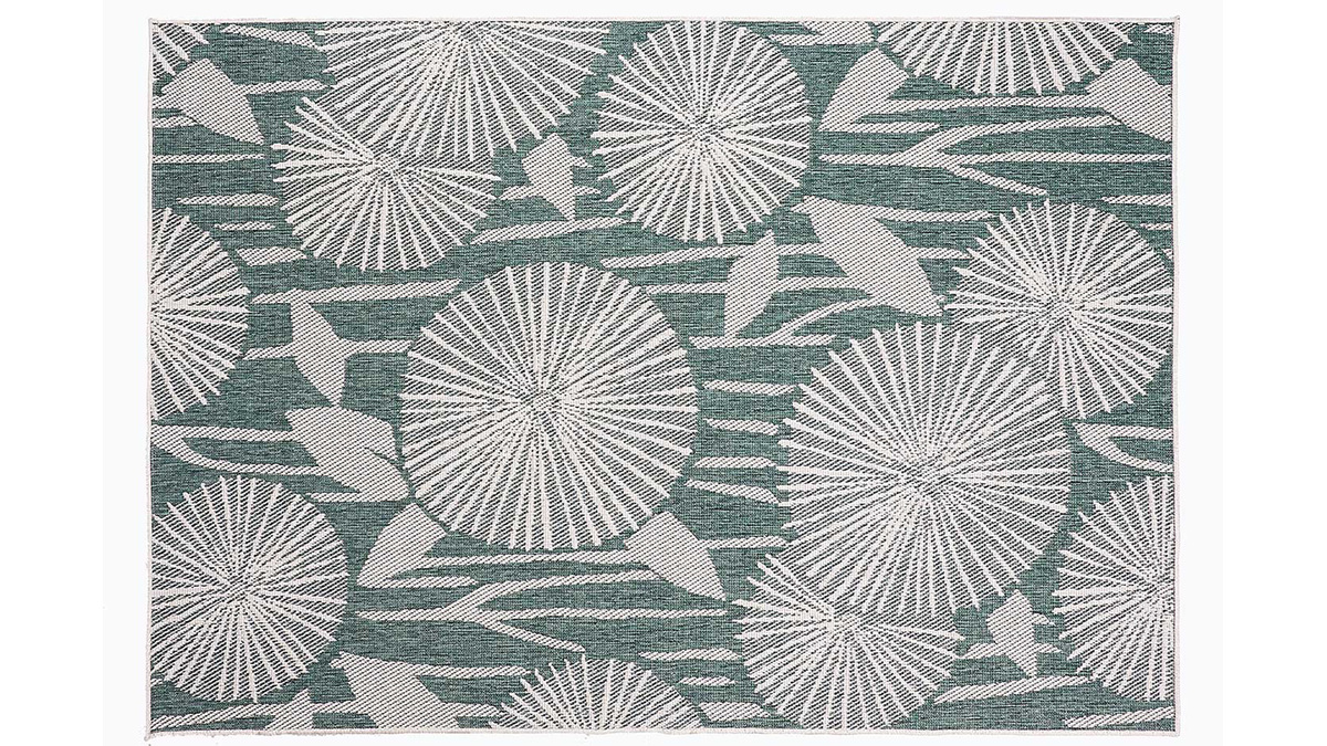 Tappeto reversibile interno esterno motivo floreale verde 160 x 230 cm KONKA