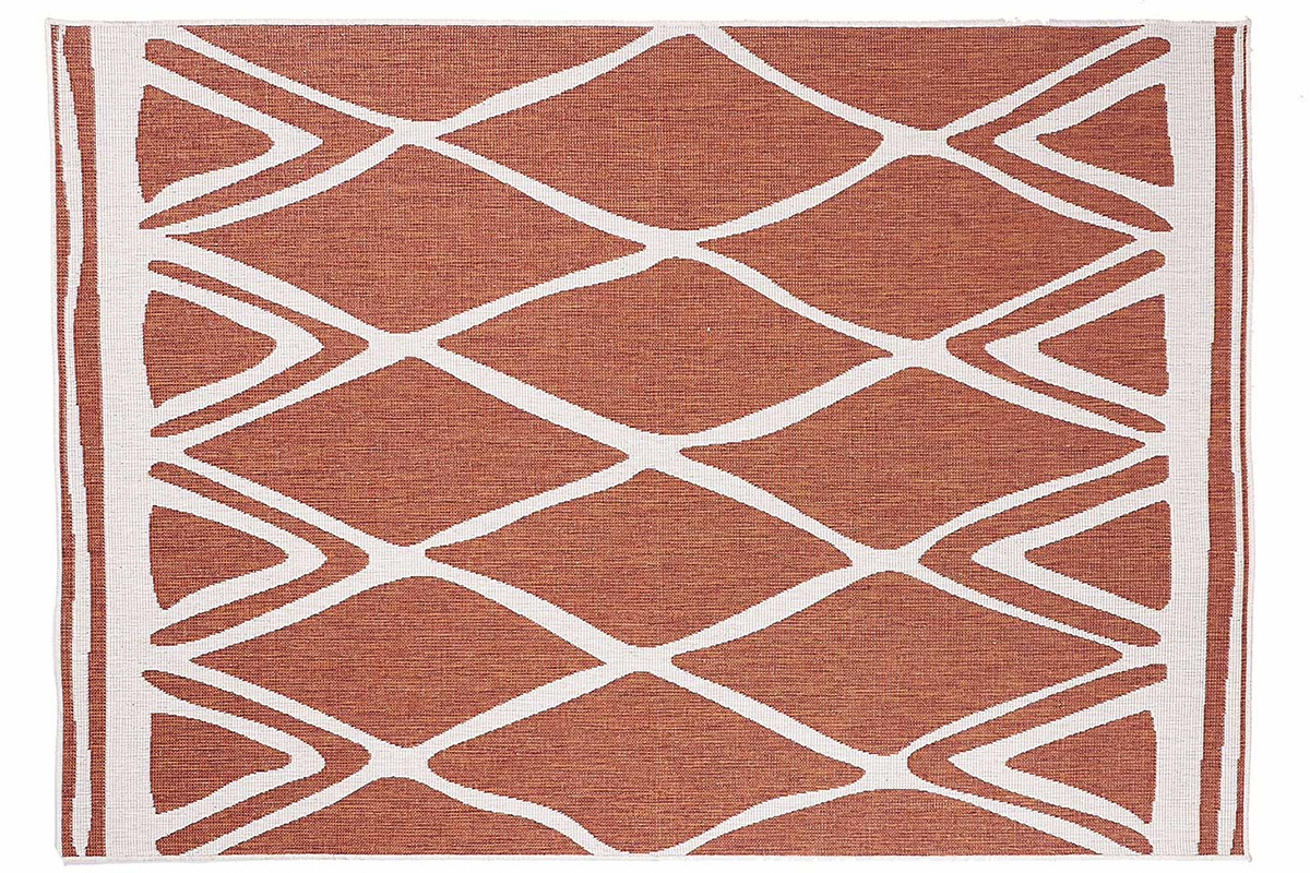 Tappeto reversibile interno esterno terracotta e bianco 160 x 230 cm ROCCA