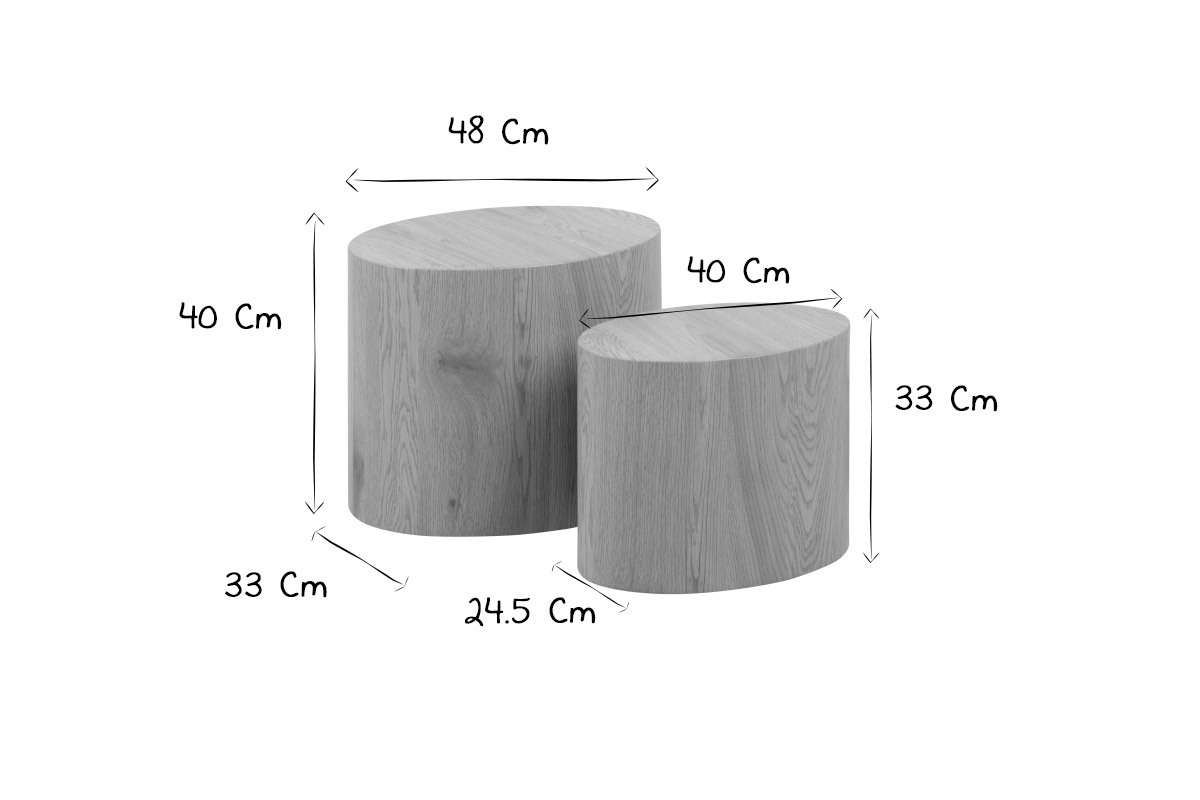 Tavolini bassi ovali in legno chiaro (set di 2) WOODY